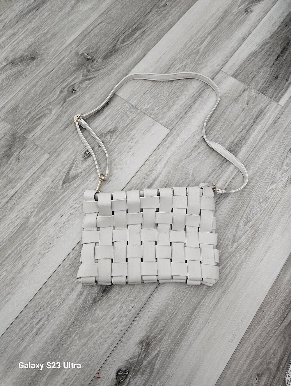 Anthropologie White Woven Leather Crossbody Bag